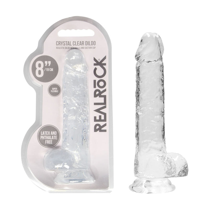 REALROCK 8'' Realistic Dildo With Balls - Clear 20.3 cm Dong Shots Toys